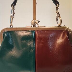 Patricia Nash Spruce and British Tan Leather Handbag